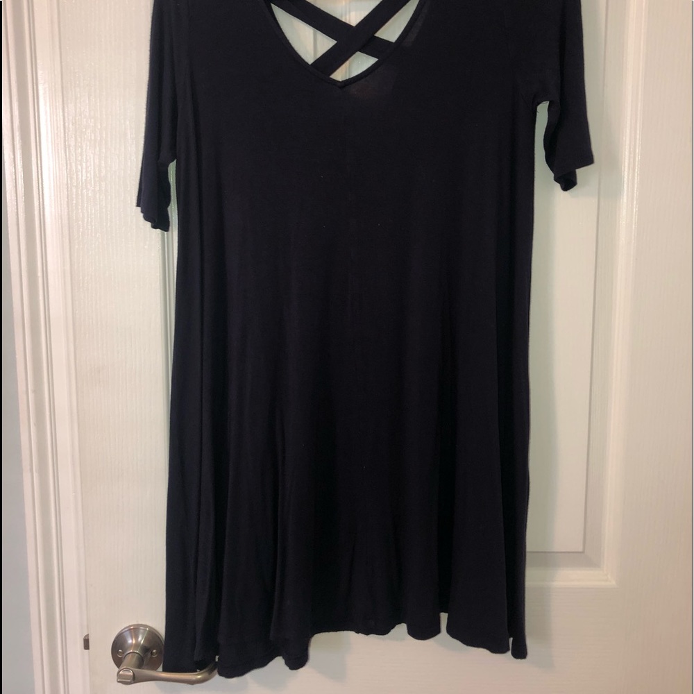 Navy dress with detailed back